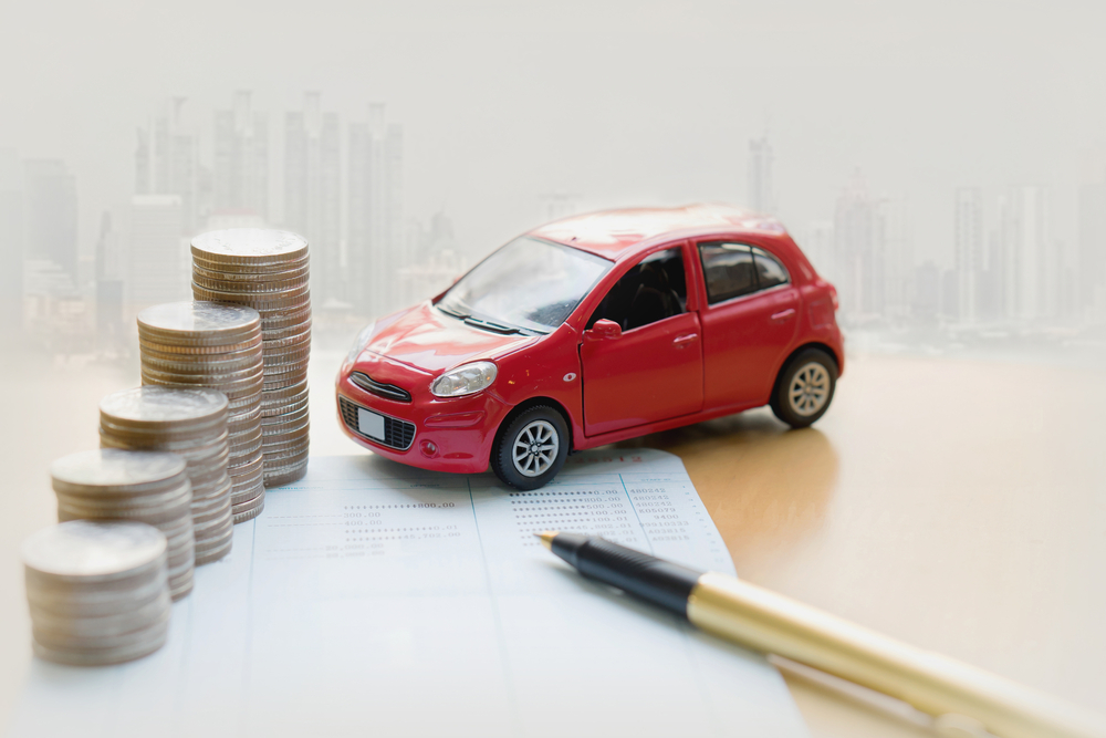 money, pile coin with saving book and car, concept